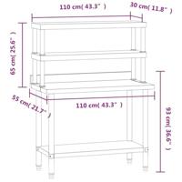 VidaXL Keukenwerktafel met bovenschap 110x55x150 cm roestvrij staal - thumbnail