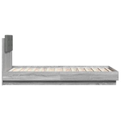 Bedframe met hoofdbord bewerkt hout grijs sonoma 75x190 cm