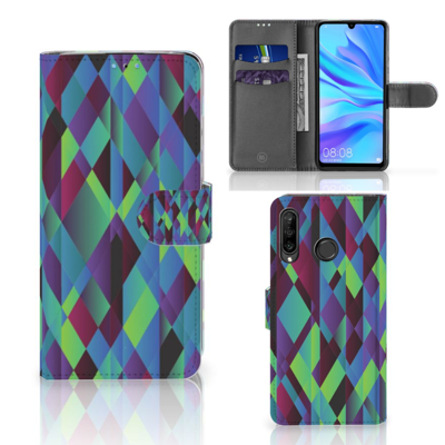 Huawei P30 Lite (2020) | Book Case | Abstract Green Blue
