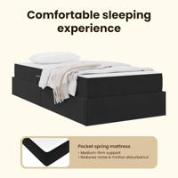 Opbergbed met matras met matras Zwart 90 x 190 cm Fluweel - thumbnail