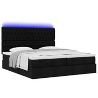 Ottoman bed met matrassen en LED's 180x200cm stof zwart - thumbnail