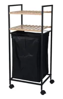 Bathroom Solutions opbergrek met 2 schappen en wasmand 89,5 cm bamboe - thumbnail