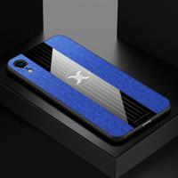 Voor iPhone XR XINLI stiksels doek Textue schokbestendig TPU beschermhoes (blauw) - thumbnail