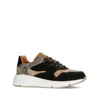 Manfield suède sneakers zwart/cheetaprint - thumbnail
