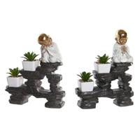 Decoratieve figuren DKD Home Decor Zwart Gouden Wit Hars Monnik Orientaals (21 x 7,5 x 25 cm) (2 Stuks) - thumbnail