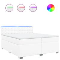 Boxspring met matras kunstleer wit 200x200 cm - thumbnail