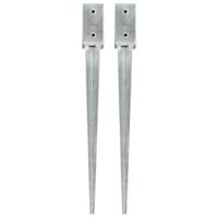 VidaXL Grondpinnen 2 st 7x7x75 cm gegalvaniseerd staal zilverkleurig - thumbnail