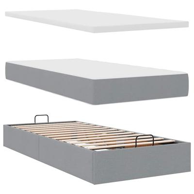 Ottoman bed met matras 180x200cm stof lichtgrijs