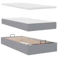 Ottoman bed met matras 90x190cm stof lichtgrijs - thumbnail
