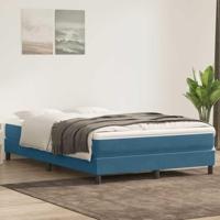 Boxspring zonder matras fluweel donkerblauw 160x210 cm - thumbnail