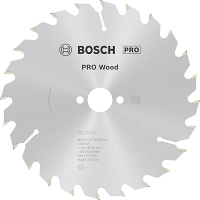 Bosch Accessories Kreissägeblatt 160x20x2,6mm Z24/WZ HM für Grobschnitt 2608640596 Cirkelzaagblad 1 stuk(s)