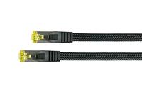 PYTHON RJ45 Ethernet LAN-patchkabel met Cat. 7 ruwe kabel, met vergrendelingsbescherming RNS en nylon vlecht, S/FTP, PiMF, halogeenvrij, 500MHz, OFC, 10-gigabit-compatibel - zwart, 0,5 m - thumbnail