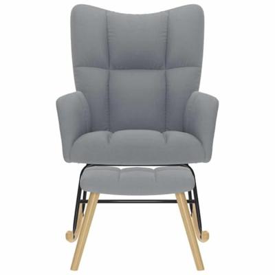 Schommelstoel met voetenbank stof lichtgrijs Schommelstoel met voetenbank stof lichtgrijs