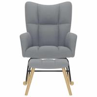 Schommelstoel met voetenbank stof lichtgrijs - thumbnail