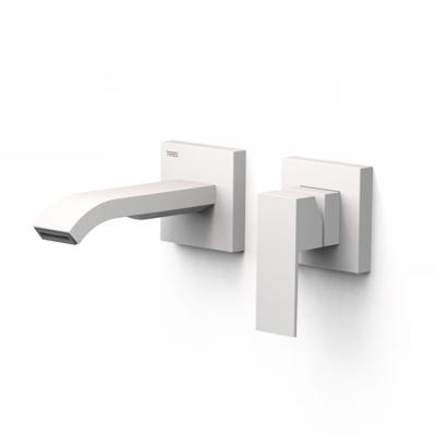 Wastafelmengkraan Inbouw Tres Cuadro Exclusive 2 Delen Korte Licht Gebogen Uitloop en Korte Hendel Mat Wit Tres Wastafelmengkraan Inbouw Tres Cuadro Exclusive 2 Delen Korte Licht Gebogen Uitloop en Korte Hendel Mat Wit Tres