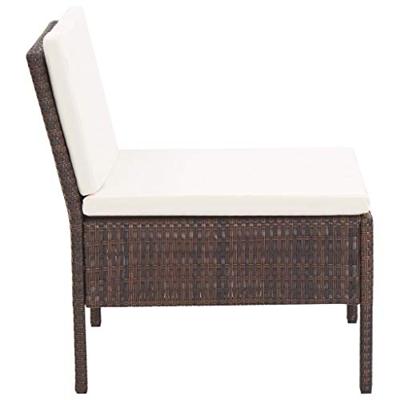 3-delige Loungeset met kussens poly rattan bruin 3-delige Loungeset met kussens poly rattan bruin