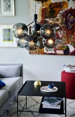 Nordlux 6-lichts hanglampIvona zwart met smoke glas - 2112163003