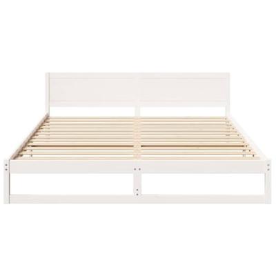 Bedframe met hoofdeinde Wit 200 x 200 cm Massief grenenhout