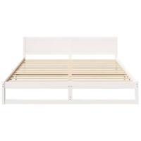 Bedframe met hoofdeinde Wit 200 x 200 cm Massief grenenhout - thumbnail