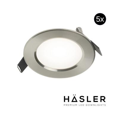 Inbouwspot Häsler Comarruga Incl. Fase Aansnijding Dimbaar 9.2 cm 4 Watt Helder Wit RVS Set 5x