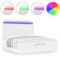 Ottoman bed met matras en LED's 180x200cm kunstleer wit - thumbnail