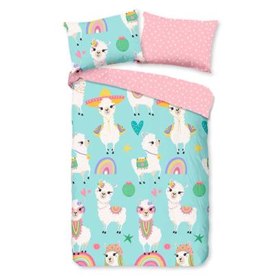 Good Morning Kinderdekbedovertrek "lama&apos;s en regenbogen" - Multi - (140x200/220 cm) - Katoen
