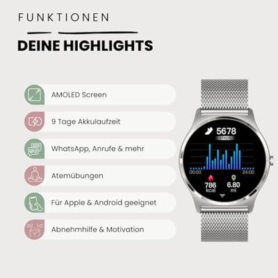 XCOAST JOLI XC PRO Smartwatch 45 mm Topas Silver