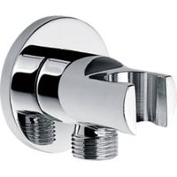 Saqu Classic messing doucheaansluiting muur + opsteek chroom - thumbnail