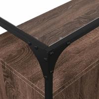 Dressoir met glazen blad 98x35x81 cm hout bruin eikenkleurig - thumbnail