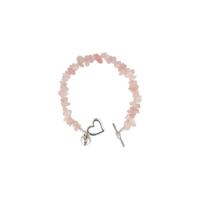 Edelsteen Splitarmband Rozenkwarts met Hart - thumbnail