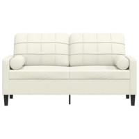 Tweezitsbank met sierkussens 140 cm fluweel crèmekleurig - thumbnail