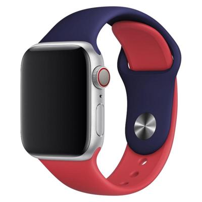 Double Colors Silicone Watch Band for Apple Watch Series 3 & 2 & 1 42mm (Dark Blue+Red)
