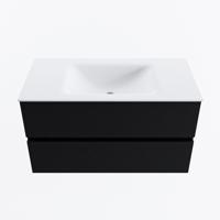 MONDIAZ VICA 90cm badmeubel onderkast Urban 2 lades. Wastafel CLOUD midden zonder kraangat, kleur Talc. - thumbnail