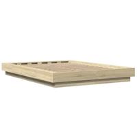 Bedframe bewerkt hout sonoma eikenkleurig 135x190 cm - thumbnail