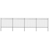Tuinhek met speren bovenkant 6,8x1,5 m staal zwart - thumbnail