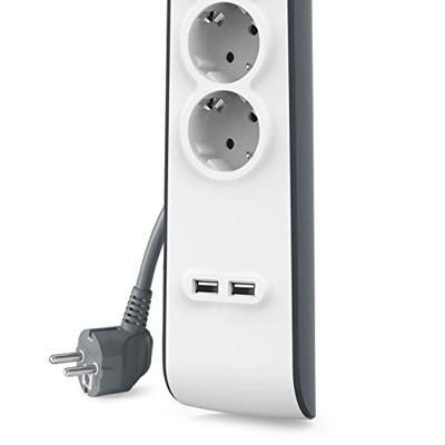 Belkin Spanningsbeveiliger met 4 stopcontacten en 2 USB-poorten stekkerdoos Belkin Spanningsbeveiliger met 4 stopcontacten en 2 USB-poorten stekkerdoos