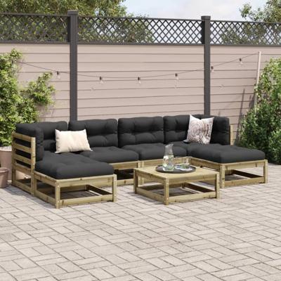 7-delige Loungeset met kussens geïmpregneerd grenenhout