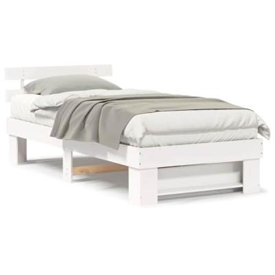 Bedframe met hoofdeinde Wit 100 x 200 cm Massief grenenhout