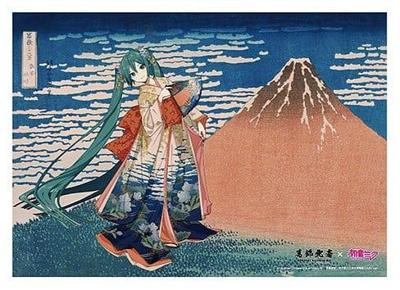 Katsushika Hokusai x Hatsune Miku Acrylic Panel Thirty-six Views of Mount Fuji Fine Wind, Clear Morning 30 cm