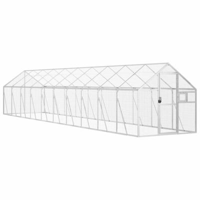 Volière 1,79x10x1,85 m aluminium zilverkleurig