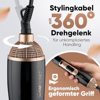Clatronic HAS 3818 Warmeluchtborstel Zwart, Koper