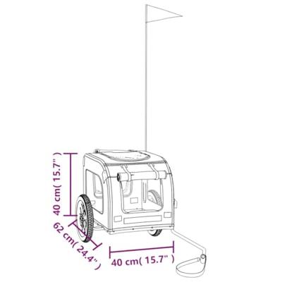 Hondenfietstrailer oxford stof en ijzer geel en grijs