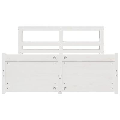 Bedframe met hoofdbord massief grenenhout wit 150x200 cm