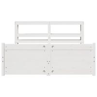 Bedframe met hoofdbord massief grenenhout wit 150x200 cm - thumbnail
