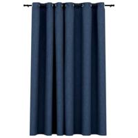 VidaXL Gordijn linnen-look verduisterend met ogen 290x245 cm blauw - thumbnail