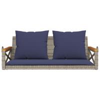 Schommelbank met kussens 109x62x40 cm poly rattan grijs - thumbnail