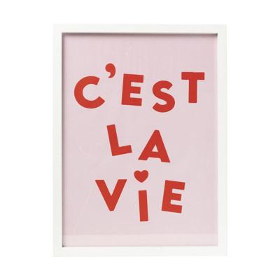 Poster met lijst c'est la vie - roze/rood - 40x30 cm Poster met lijst c'est la vie - roze/rood - 40x30 cm