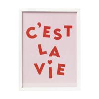 Poster met lijst c'est la vie - roze/rood - 40x30 cm - thumbnail
