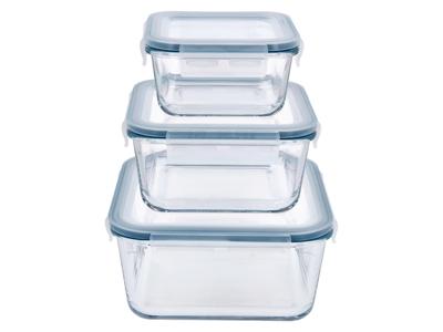 SILVERCREST Glazen vershoudbakjes (Vierkant, 3-delig)