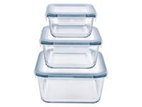 SILVERCREST Glazen vershoudbakjes (Vierkant, 3-delig) - thumbnail